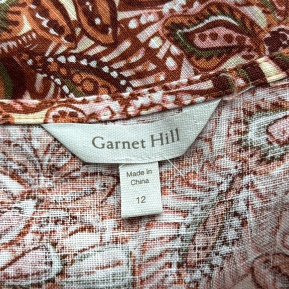 Garnet Hill Vale 100% Linen Tank Dress. Floral/Paisley Print. Size 12. - Picture 10 of 14